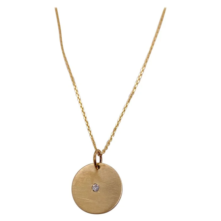 Diamond & Gold Disk Necklace