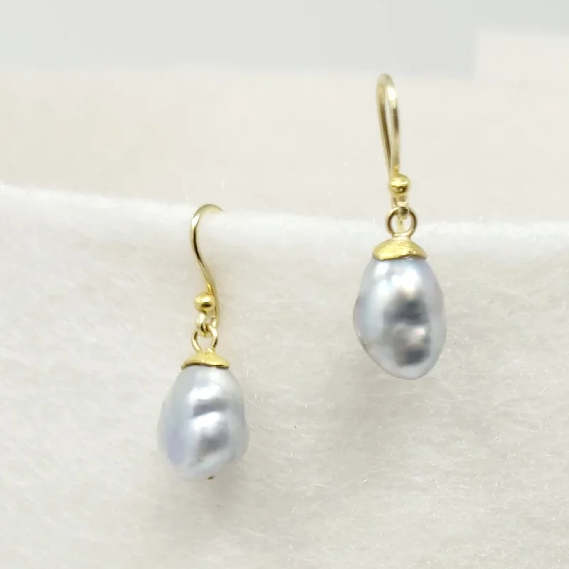 Grey Tahitian Keshi Pearl Drop Earrings