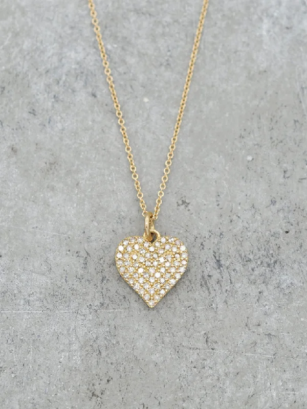 14K Chloe Pave Diamond Heart Necklace