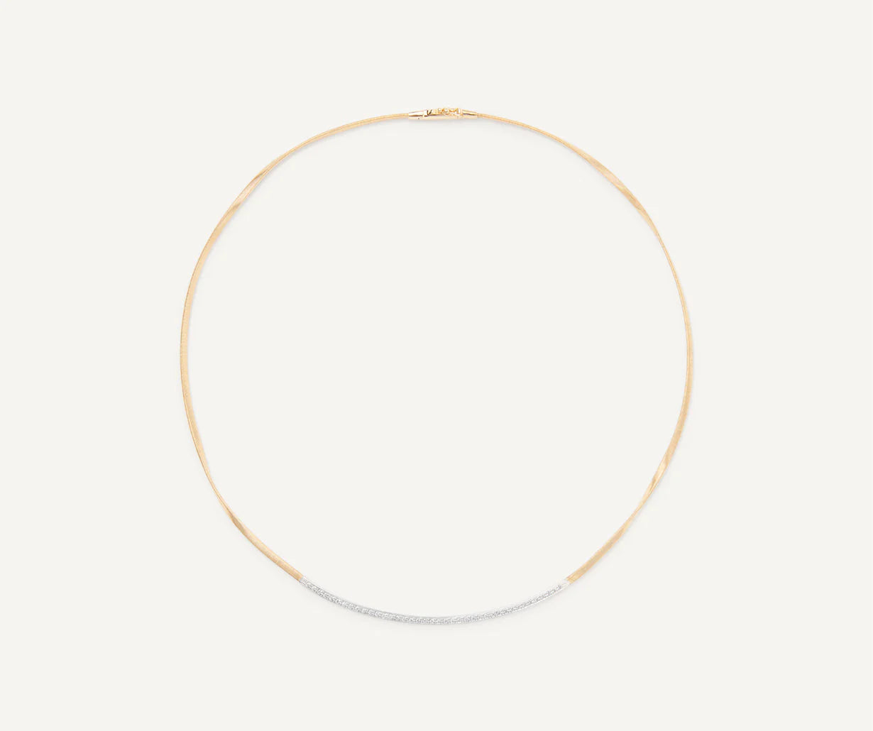 Yellow Gold Coil Necklace With Diamond Bar