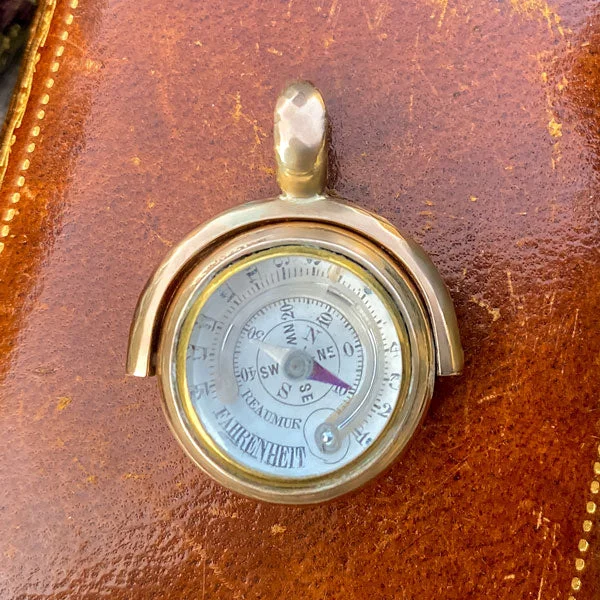 Victorian Compass & Thermometer Swivel Pendant