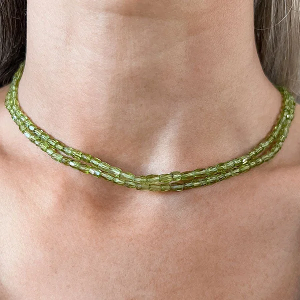 Vintage Peridot Bead Necklace