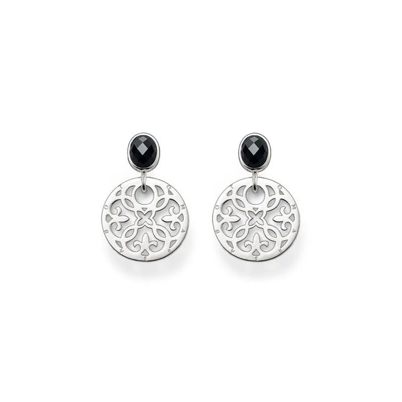 Thomas Sabo Silver Arabesque Disc Drop Earrings H1779-051-11