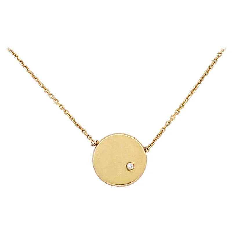 Gold Diamond Disk Necklace