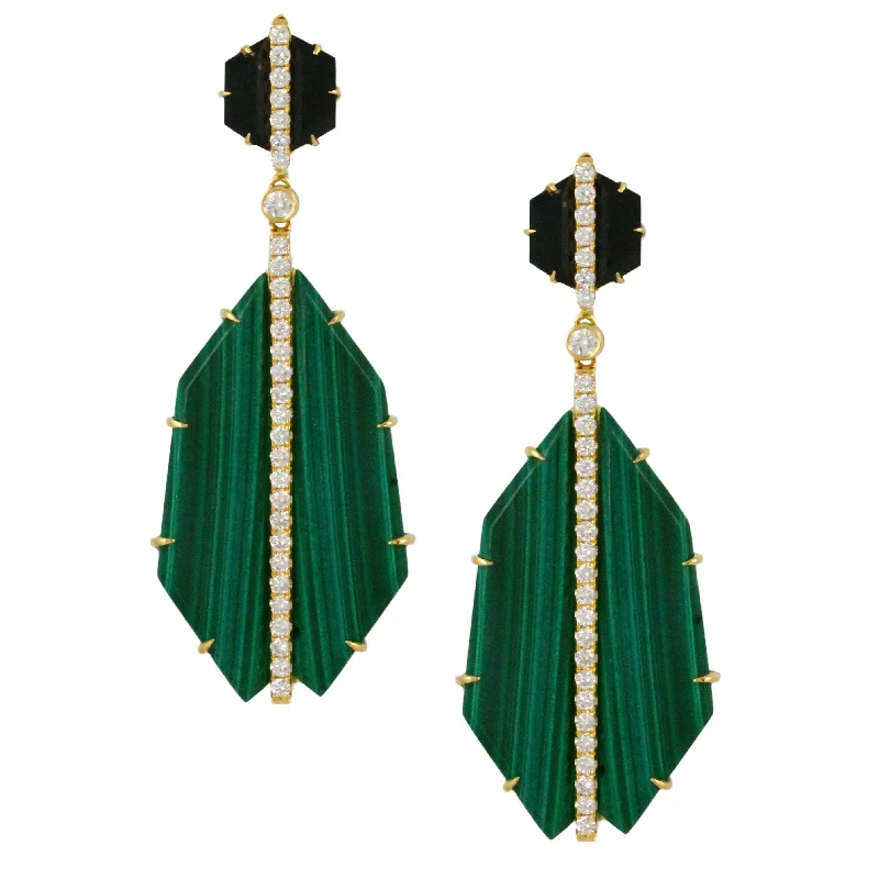 Malachite and Diamond Earrings