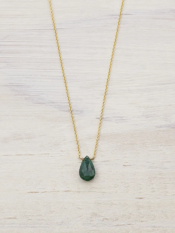 14K Emerald Tiny Gem Necklace