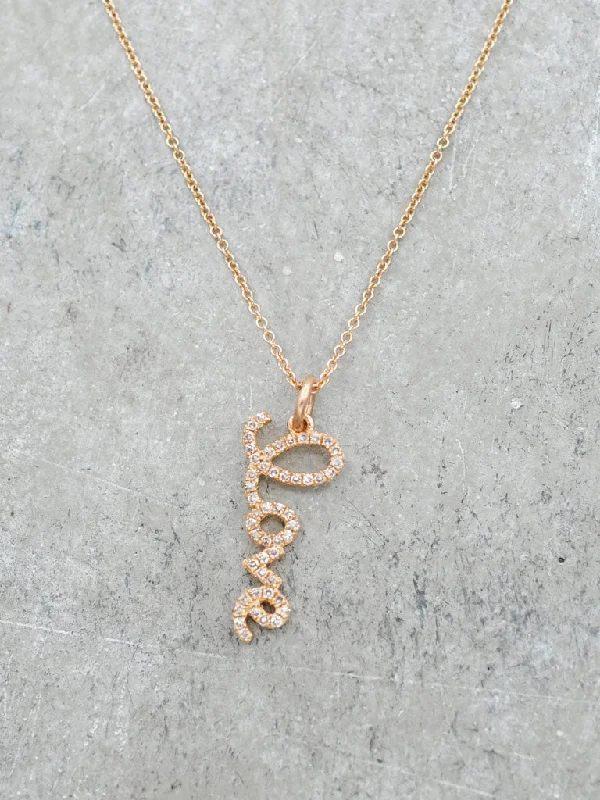 14K Diamond Script Love Necklace