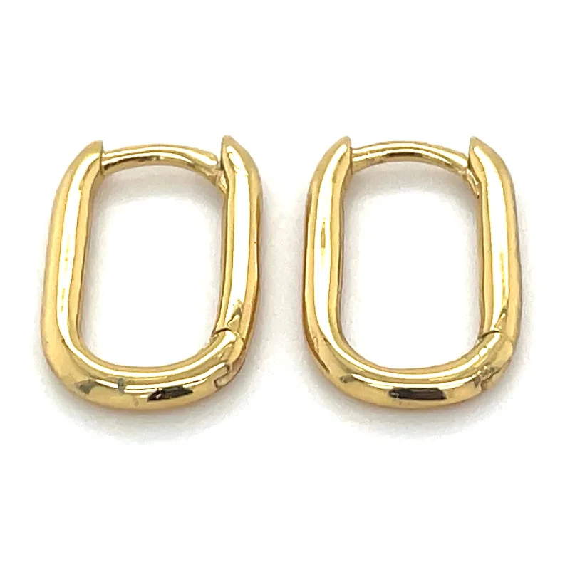 Golden Plain Rectangular Hoop Earrings