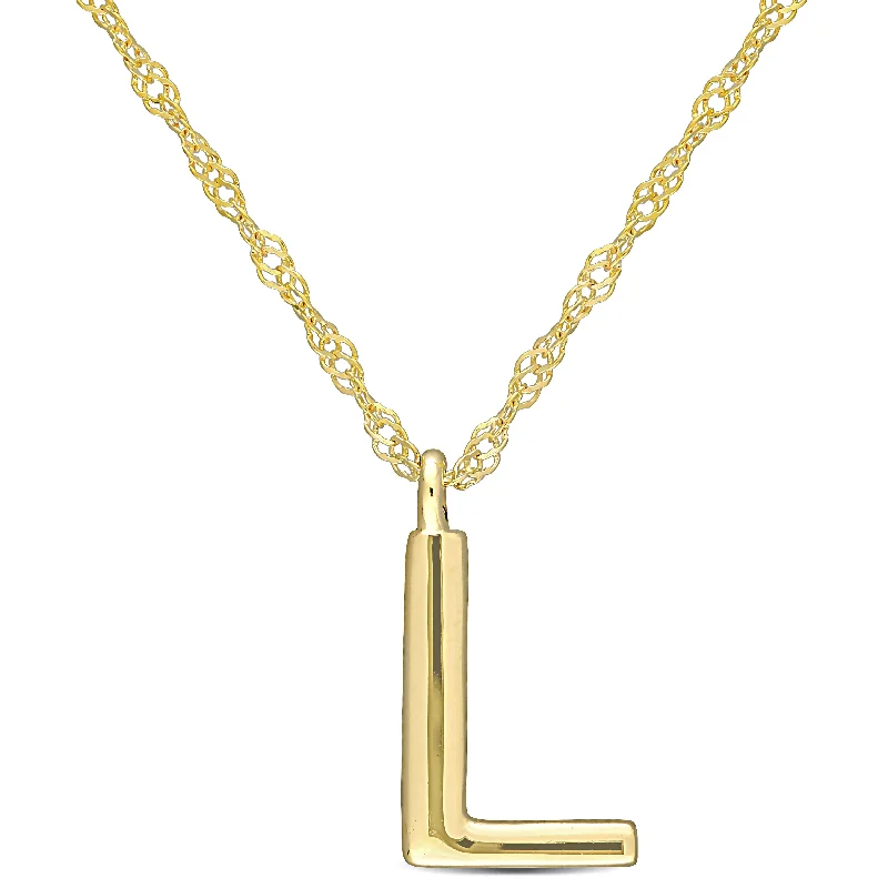 Mimi & Max Initial "L" Pendant w/ Chain in 14k Yellow Gold