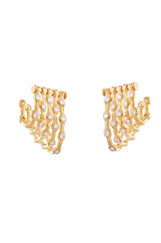 CURVED WAVE HOOPS EARRINGS WITH HANDSET STONES