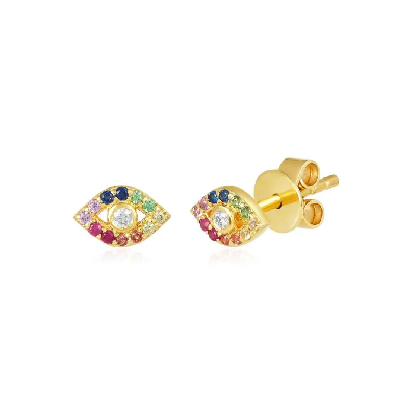 Rainbow Evil Eye Stud