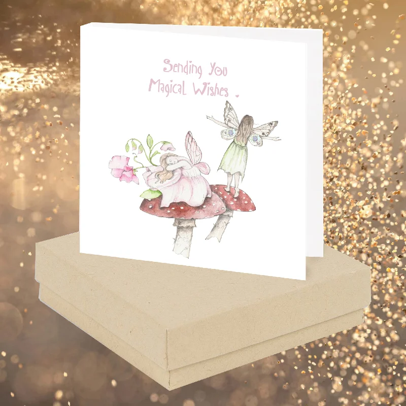 Sterling Silver Toadstool Fairy Stud Earrings on Boxed Card - Perfect Gift for Fairy Lovers