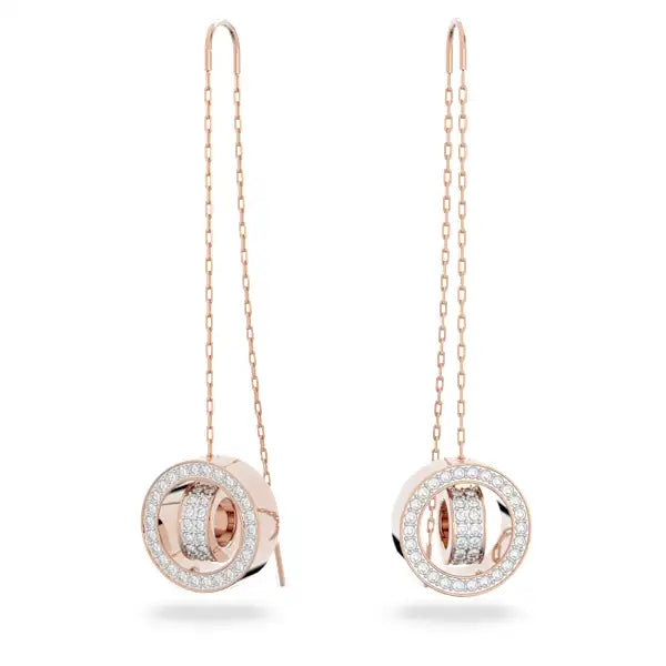 Swarovski Dextera drop earrings Long, White, Rose gold-tone plated 5636504