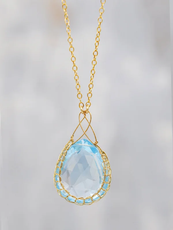 Swiss Blue Topaz Basket Necklace