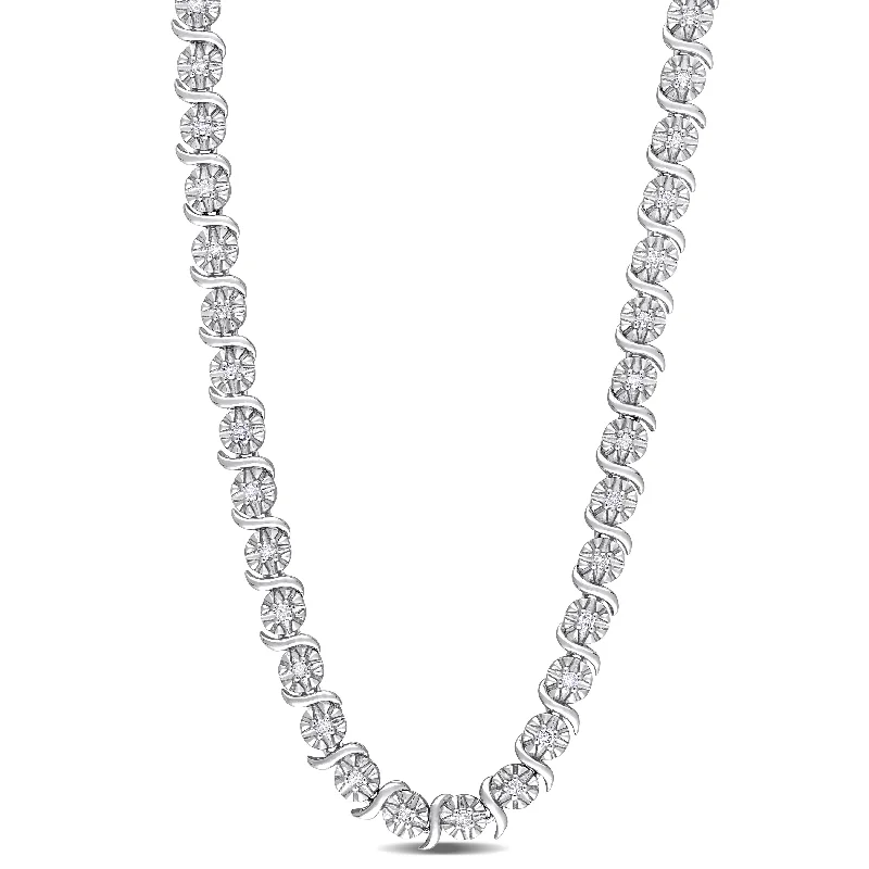 Mimi & Max 1/2ct TDW Diamond Necklace in Sterling Silver