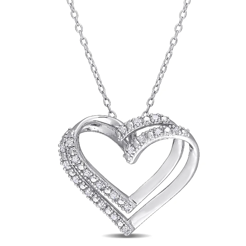 Mimi & Max 1/5ct TW Diamond Heart Necklace in Sterling Silver