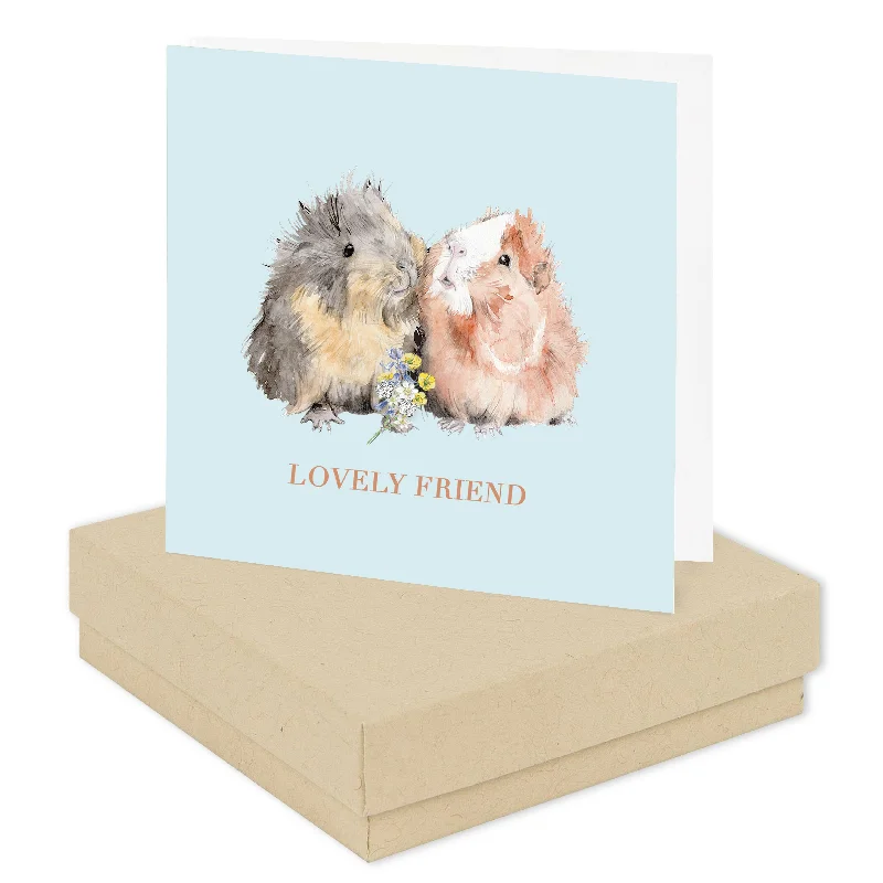 Sterling Silver Guinea Pig Stud Earrings on Greeting Card - Perfect Gift for Animal Lovers