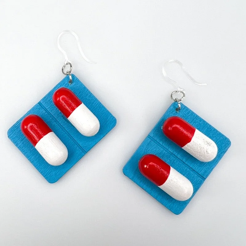 Exaggerated Capsule Dangles Hypoallergenic Earrings for Sensitive Ears Made with Plastic Posts