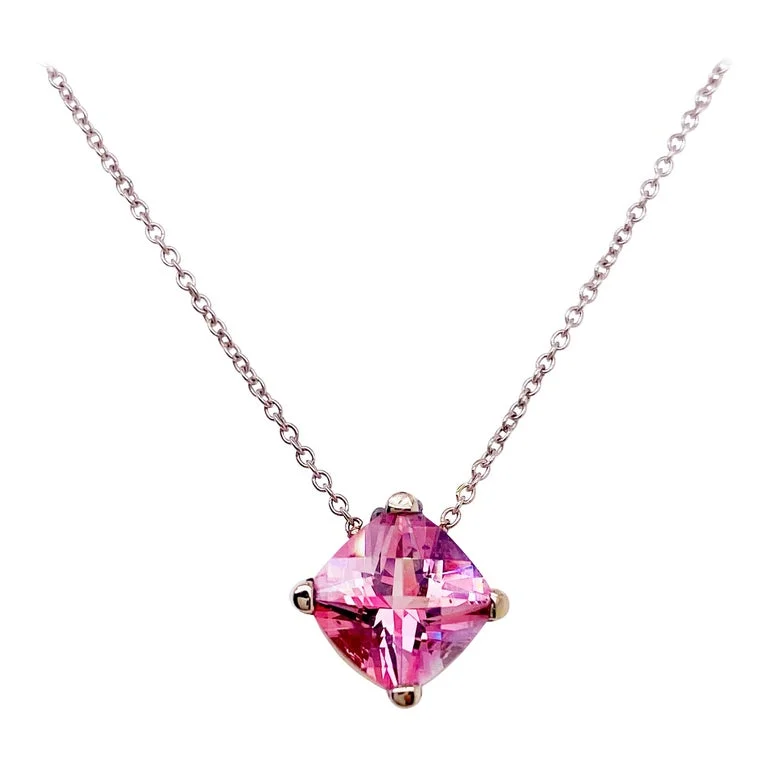 Cushion Pink Topaz Necklace