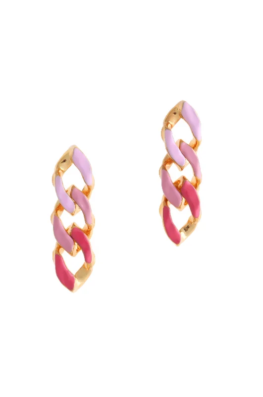 STATEMENT WAVE CHAIN EARRINGS WITH ENAMEL