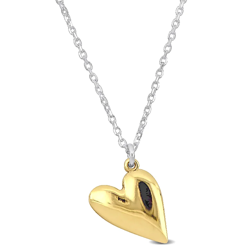 Mimi & Max Yellow Heart Necklace on Diamond Cut Cable Chain in Sterling Silver - 16.5+1 in.