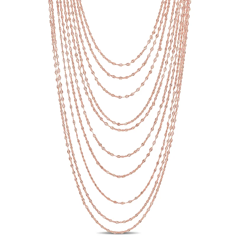 Mimi & Max Multi-Strand Chain Necklace in Rose Plated Sterling Silver - 18 in