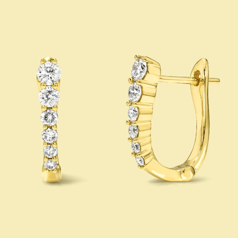 The Audrey, Graduated Straight Huggie Diamond Earrings