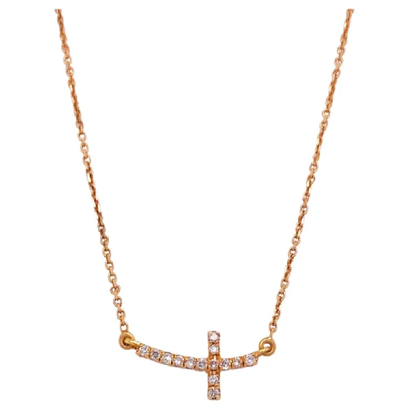 Curved Cross Diamond Necklace