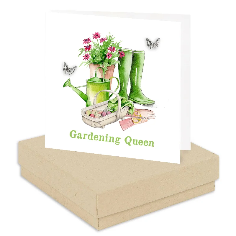 Boxed Sterling Silver Gardening Queen Stud Earrings - Hypoallergenic