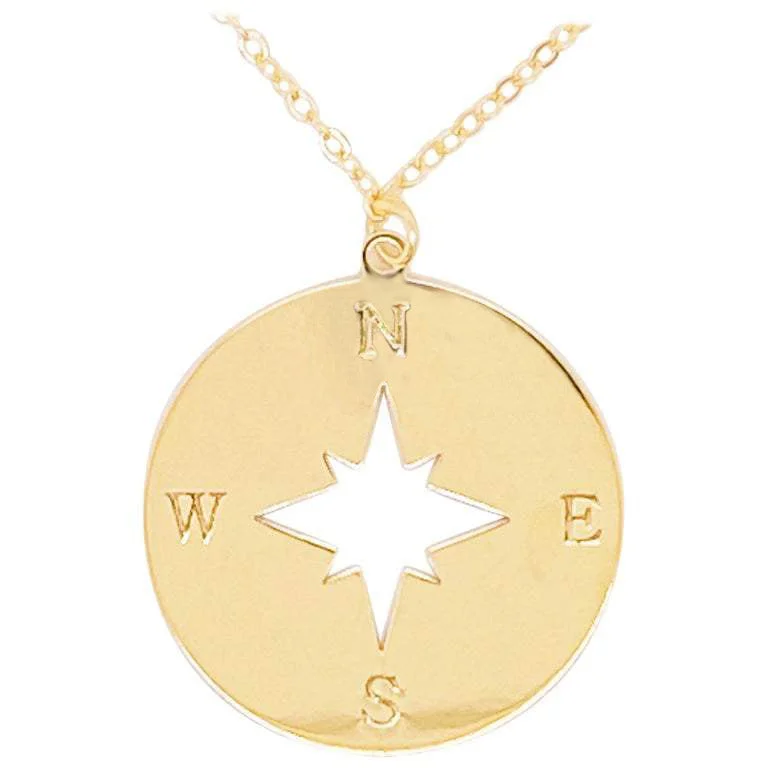 Compass Pendant Necklace in 14K Gold