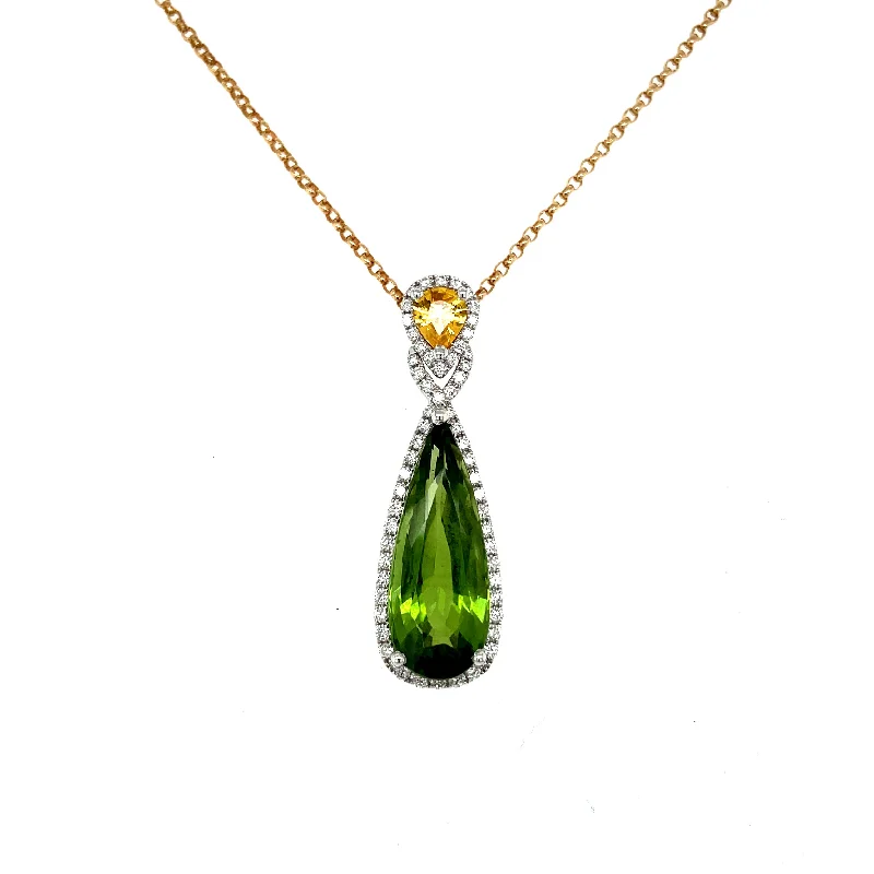 SPECIAL: Pear Peridot and Pear Yellow Sapphire Necklace