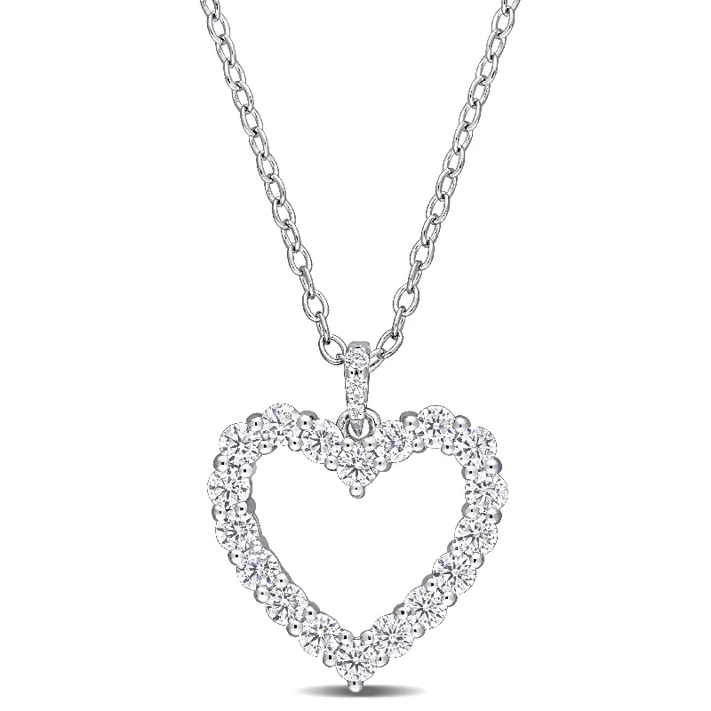 Mimi & Max 3/5ct DEW Created Moissanite Open Heart Pendant with Chain in Sterling Silver