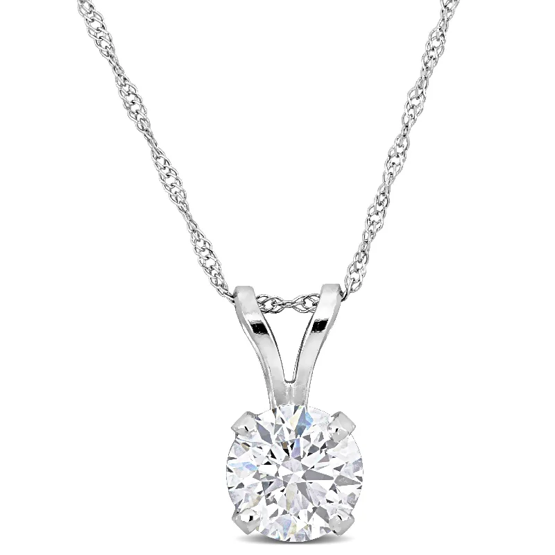 Mimi & Max 1ct TDW Lab-Grown Diamond Solitaire Pendant with Chain in 14k White Gold