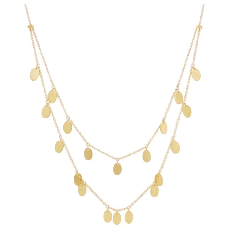 Oval Gold Charm Layered Necklace