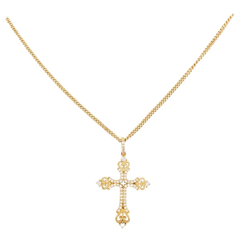 Ornate Diamond Cross Necklace