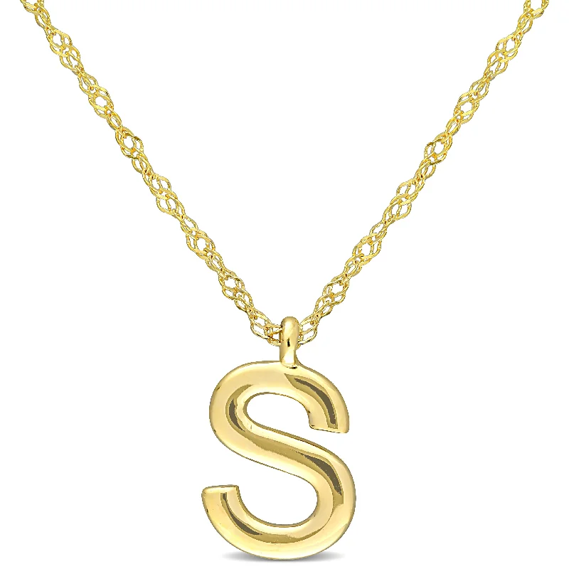 Mimi & Max Initial "S" Pendant w/ Chain in 14k Yellow Gold