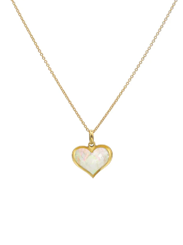 14K Rainbow Mother-of-Pearl Framed Heart Necklace