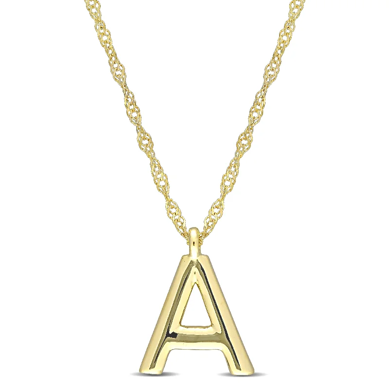 Mimi & Max Initial "A" Pendant w/ Chain in 14k Yellow Gold