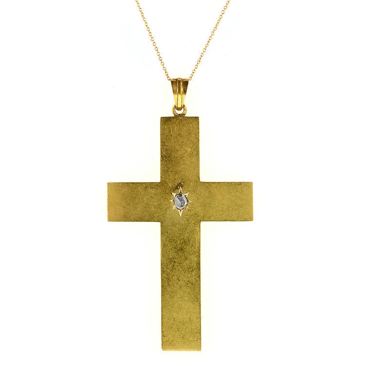 Antique Rose Cut Diamond Gold Cross