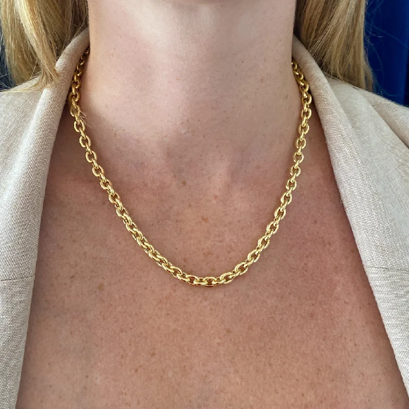 14k Yellow Gold Oval Rolo Link 18" Necklace