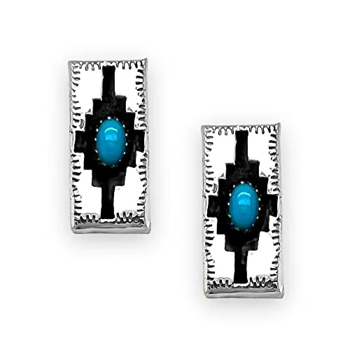 Genuine Sleeping Beauty Turquoise Earrings, Sterling Silver, Authentic Native American Handmade in New Mexico, USA, Post Stud