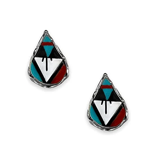 Genuine Sleeping Beauty Turquoise Statement Earrings in 925 Sterling Silver, Native American USA Handmade, Nickle Free, Zuni Needle Point, Artist Signed