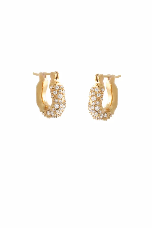 MINI WAVE HOOP EARRINGS WITH CUBIC ZIRCONIA