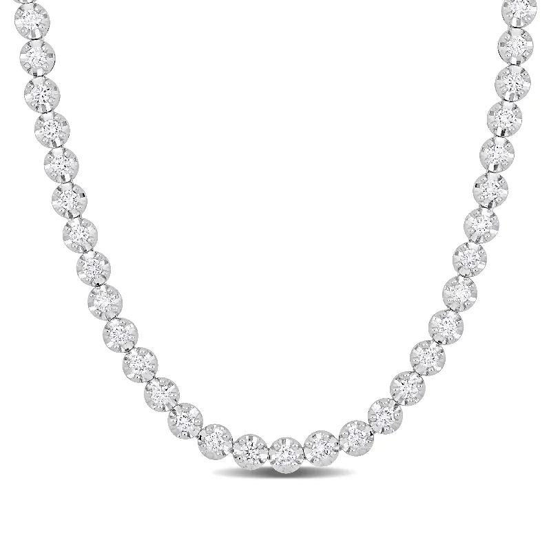 Created Forever 10 4/5ct TW Lab-Grown Diamond Tennis Necklace 14k White Gold-17 in