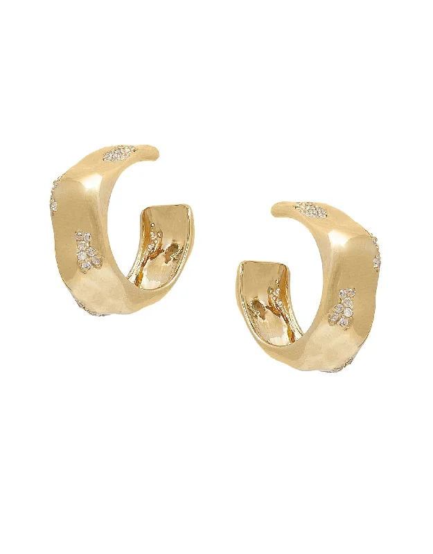 FEMININE WAVES PAVE HOOP EARRINGS