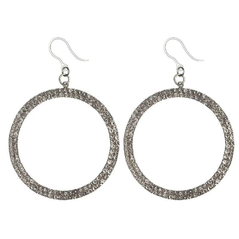 Rhinestone Hoop Drop Dangles Hypoallergenic Earrings for Sensitive Ears Made with Plastic Posts