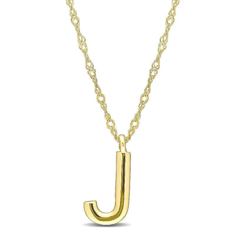 Mimi & Max Initial "J" Pendant w/ Chain in 14k Yellow Gold