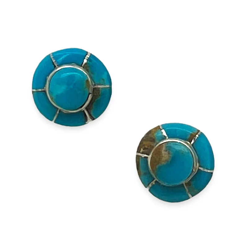 Genuine Royston Turquoise Earrings, Sterling Silver, Authentic Native American Handmade in New Mexico, USA, Post Stud