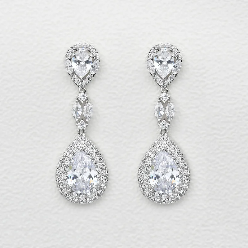 Felicegals Stimulated Diamond Halo Drop Earrings