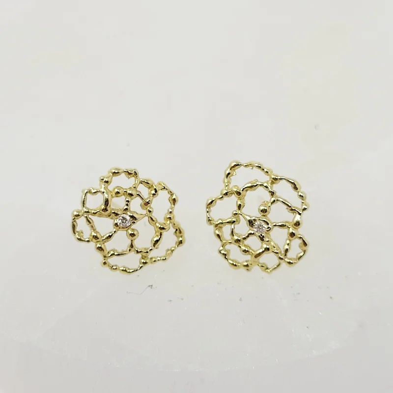 Diamond Rose Stud Earrings